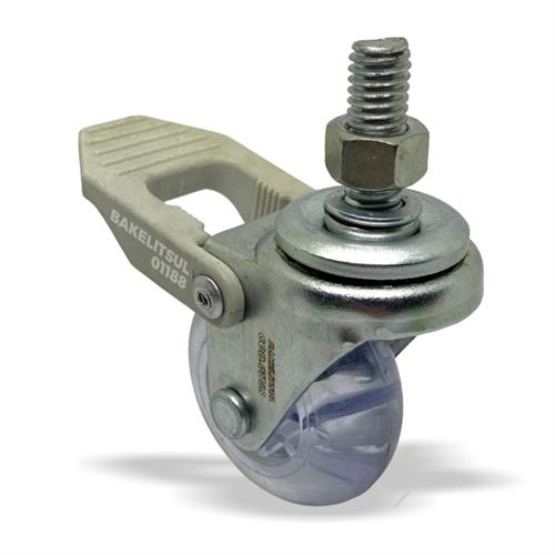 RODÍZIO GEL TRANSPARENTE  GIRATÓRIO COM ROSCA TRAVA 01188 