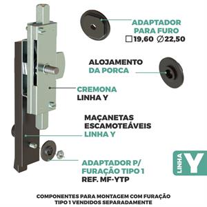 MAÇANETA ESCAMOTEÁVEL TRAVA CADEADO SEM LINGUETA MF-YG1 07921 
